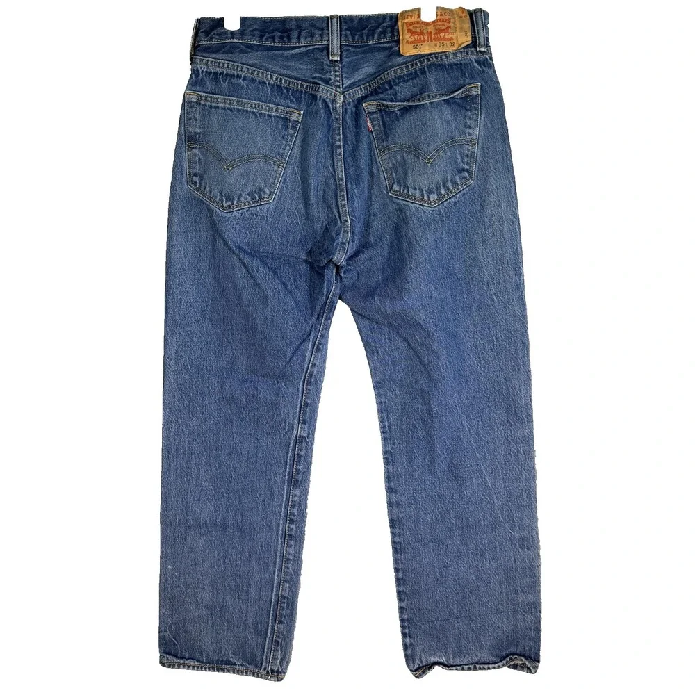Levis 501 Jeans Mens 33x32 Blue Button Fly Straight Leg Denim Classic
